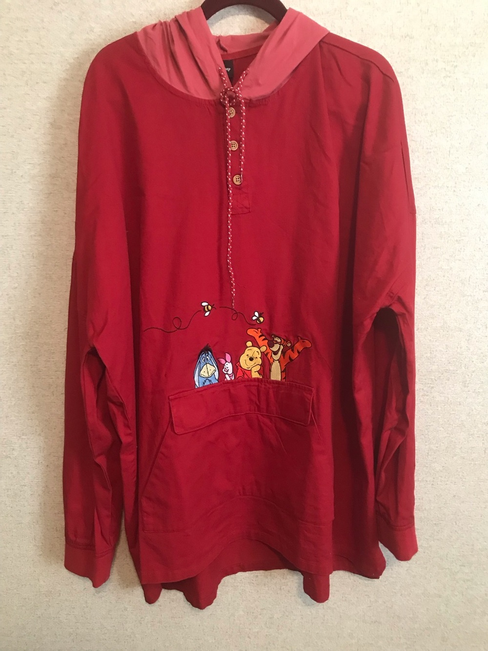 Disney Red Hooded Top with Winnie the Pooh Characters Size 3X